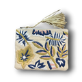 Embroidered Raffia Pouch Bag