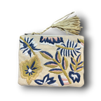 Embroidered Raffia Pouch Bag
