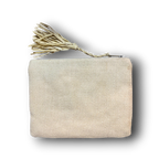 Embroidered Raffia Pouch Bag