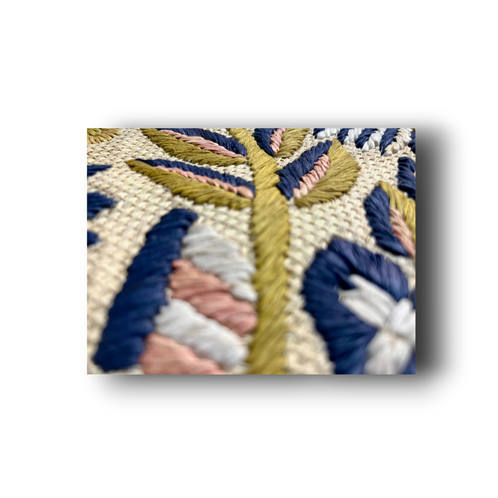 Embroidered Raffia Pouch Bag