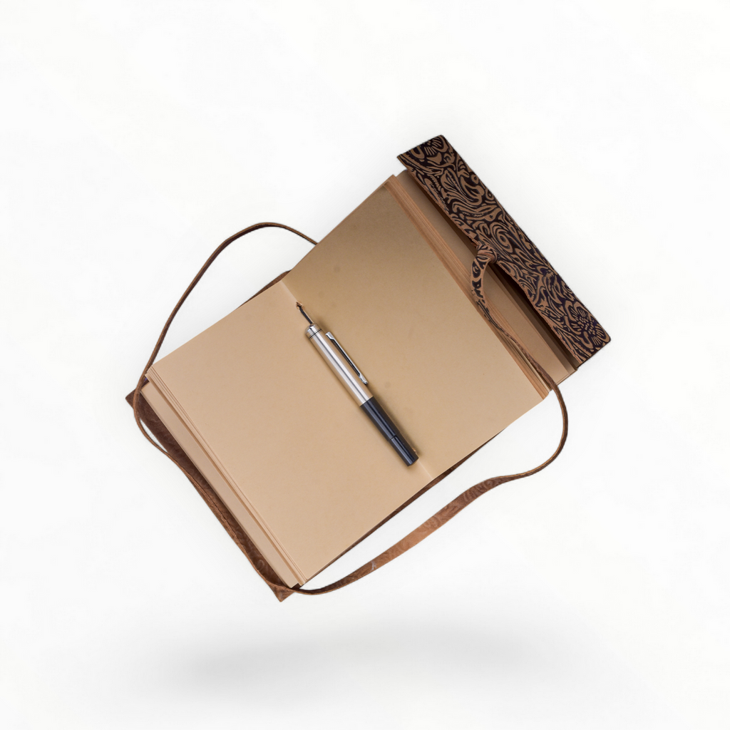 Tan Floral Leather Journal