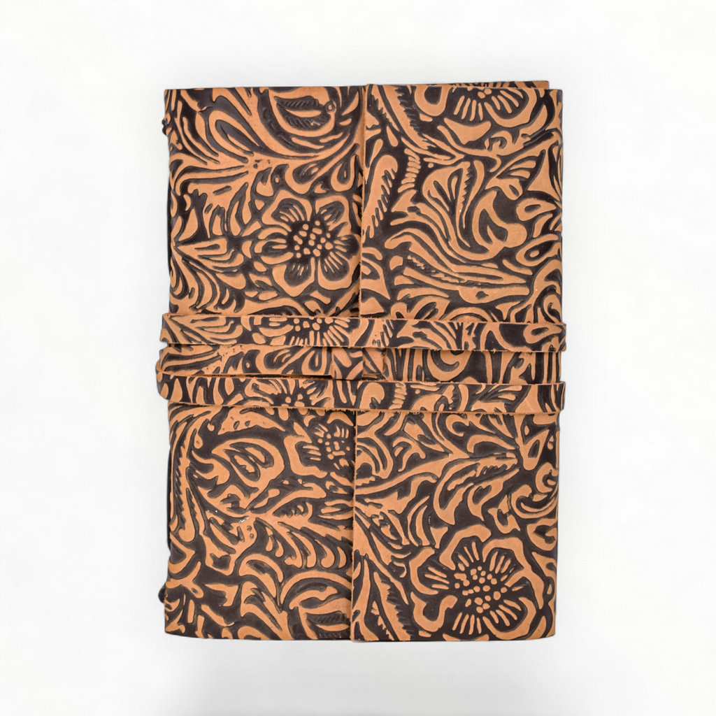 Tan Floral Leather Journal