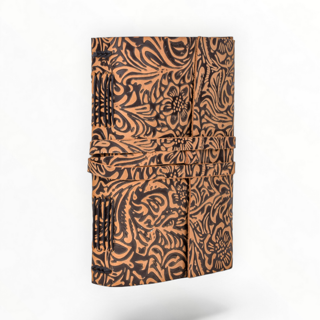 Tan Floral Leather Journal