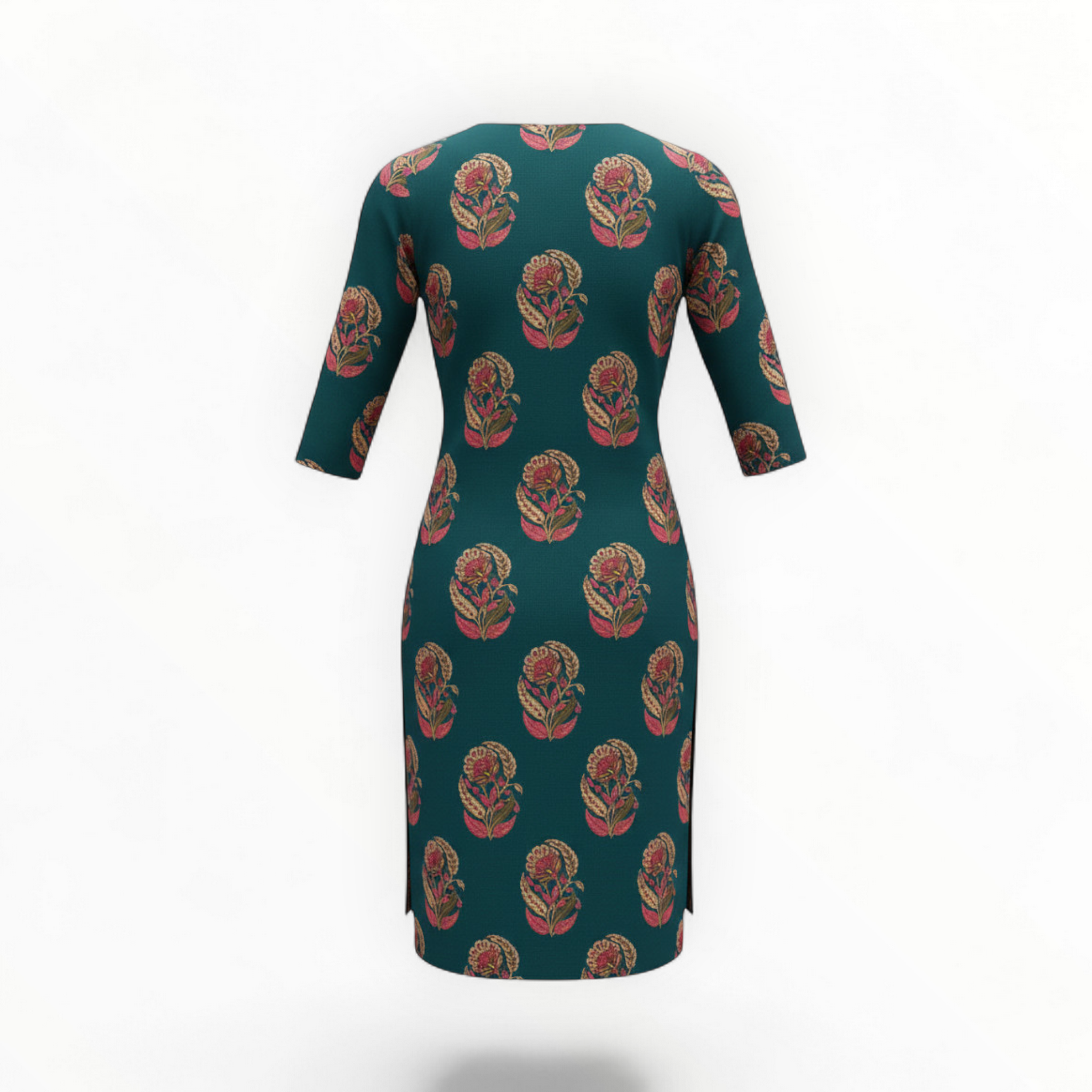 Teal Floral Kurti